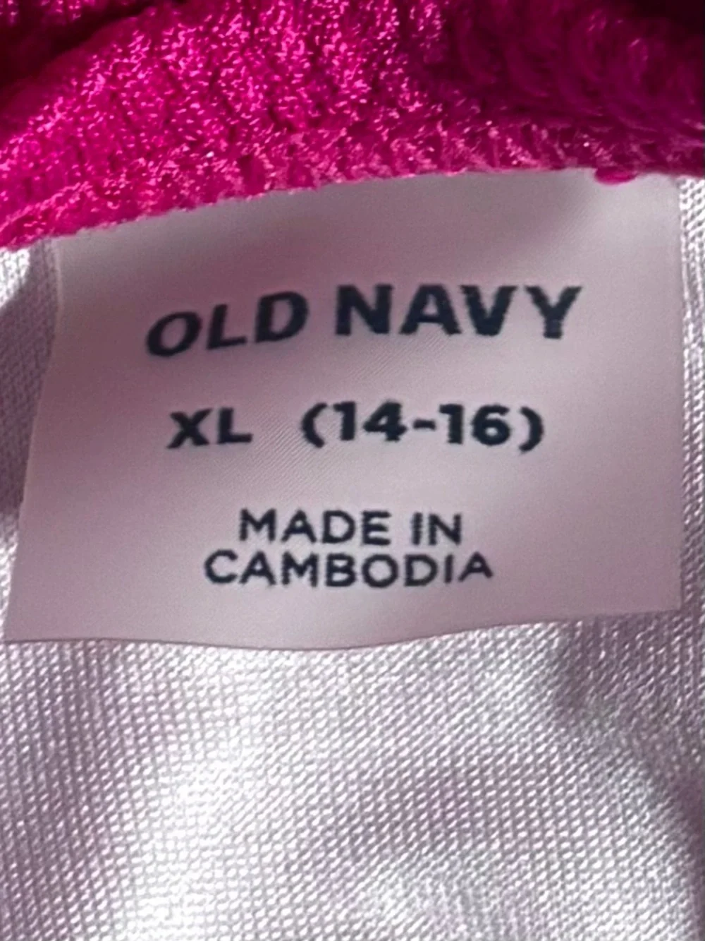 Old Navy Girls Swimsuit Bright Textured Pink One‑Piece XL 14–16 EUC